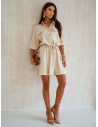 Sukienka boho ze ściągaczem AMELIA - beżowa