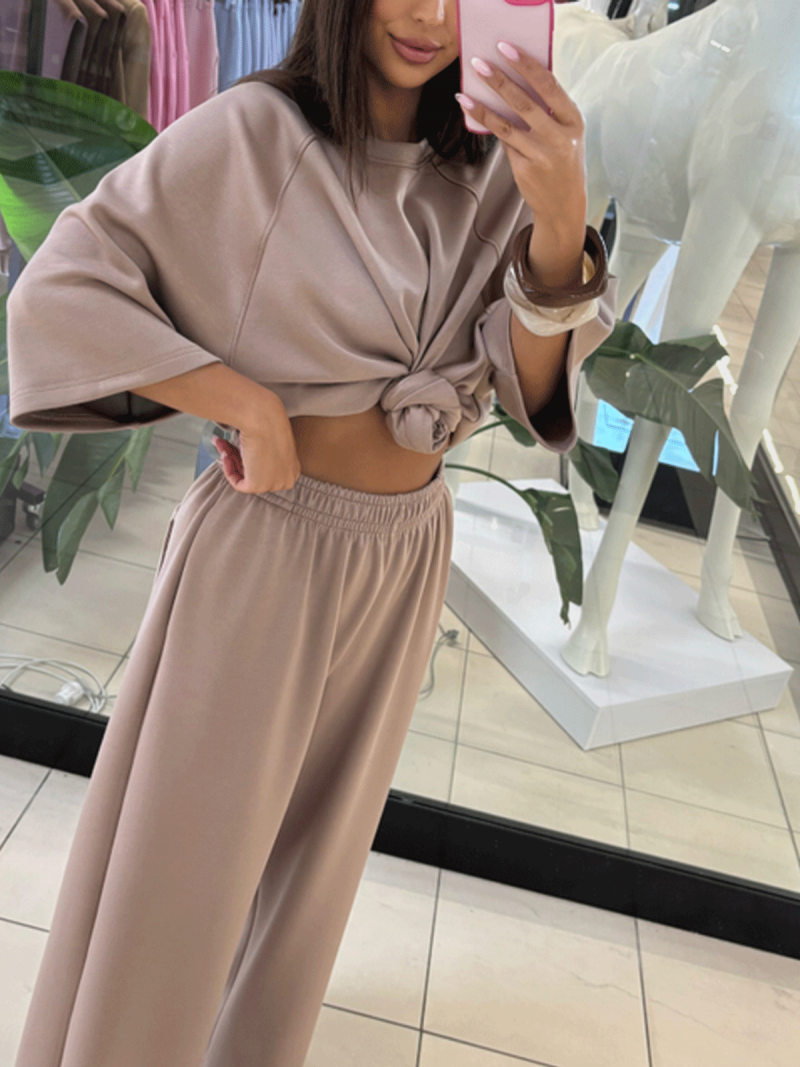 Bluzka oversize z wiskozą LILOU - mocha mousse