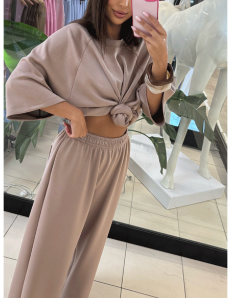 Bluzka oversize z wiskozą LILOU - mocha mousse