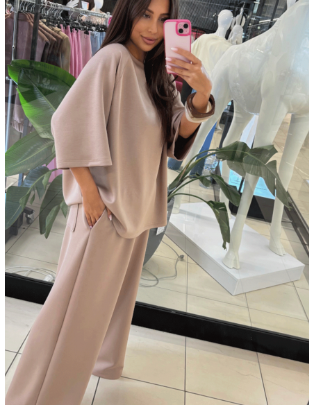 Bluzka oversize z wiskozą LILOU - mocha mousse