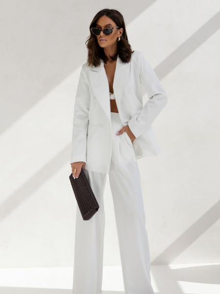 Szerokie spodnie z wiskozy TYRELIA - białe