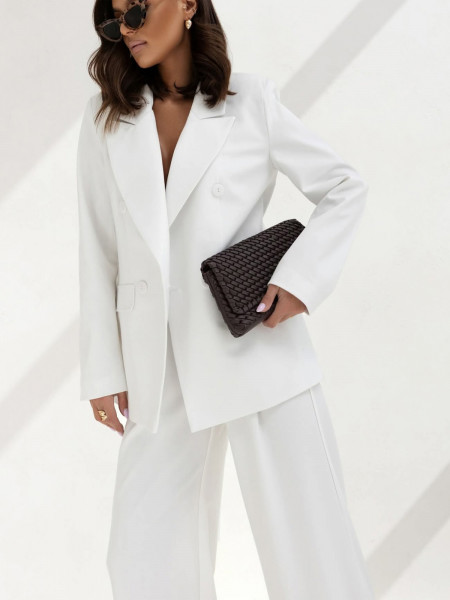 Taliowana marynarka z wiskozy LIARA - biała