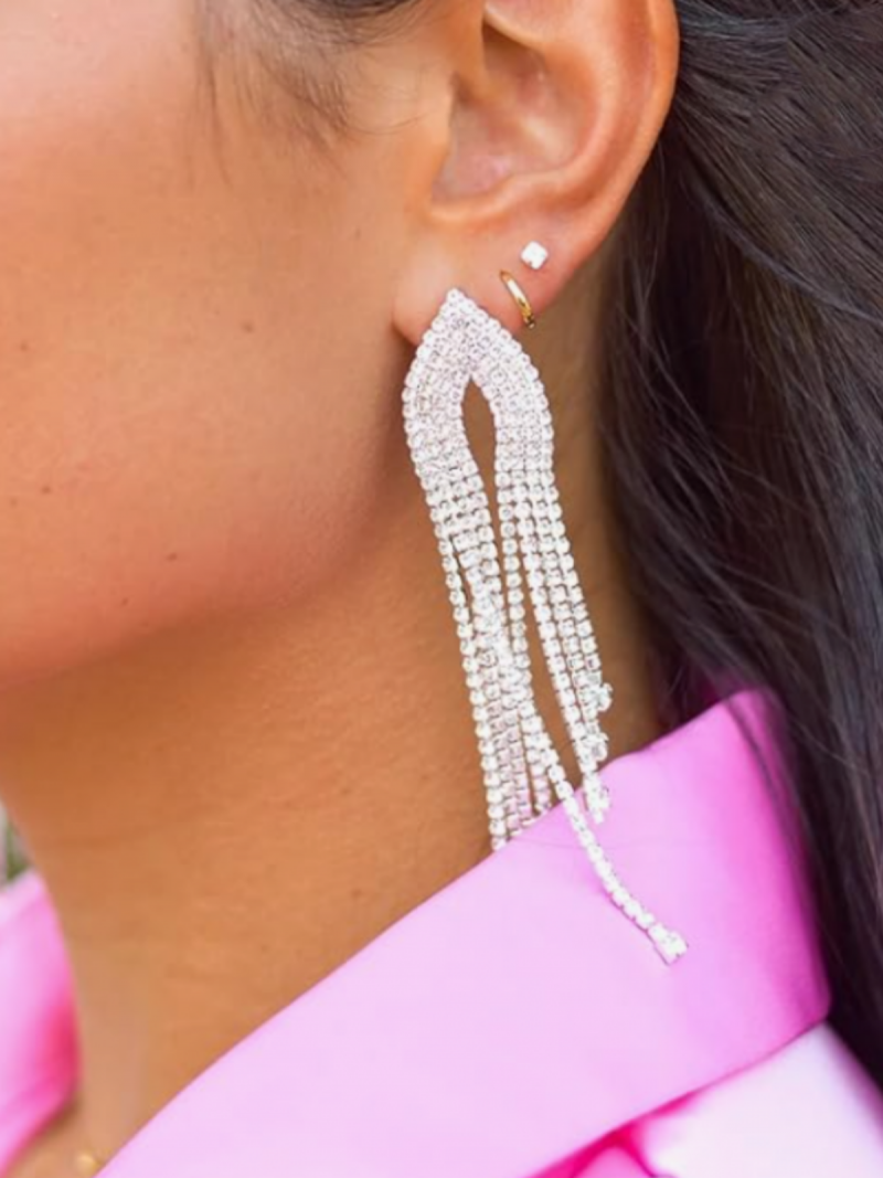 Długie ozdobne kolczyki z cyrkoniami...