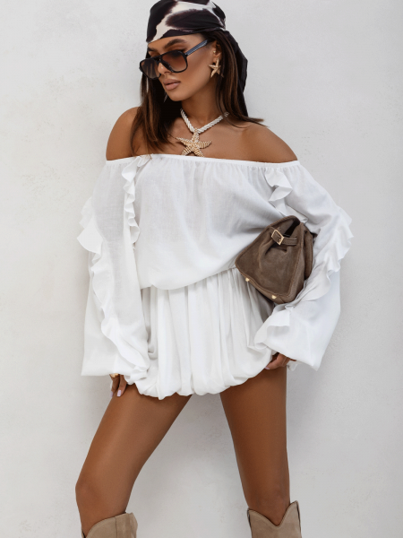 Wiskozowy komplet ze spódnicą CALIA - biały