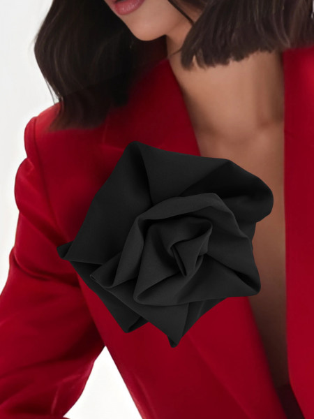 Broszka przypinana róża materiałowa - czarna