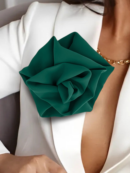 Broszka przypinana róża materiałowa - butelkowa zieleń 2