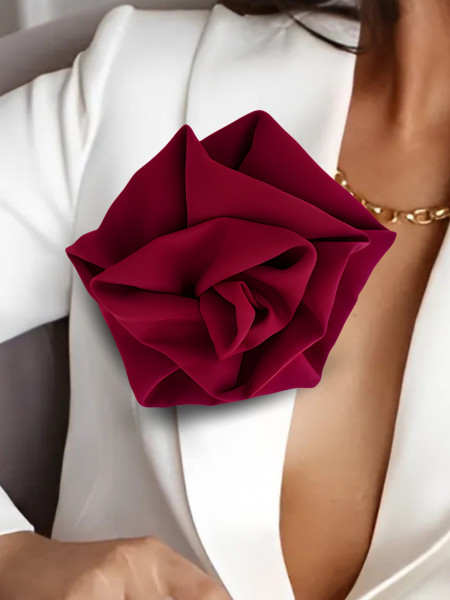 Broszka przypinana róża materiałowa - bordowa
