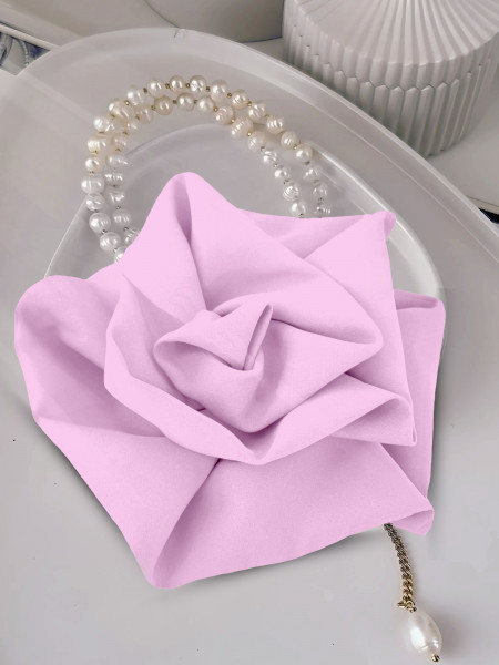 Broszka przypinana róża materiałowa - liliowa 2