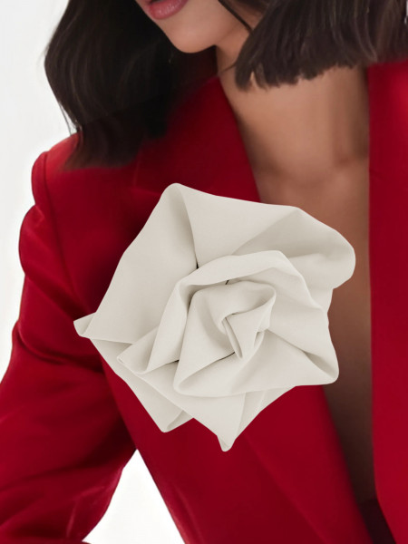 Broszka przypinana róża materiałowa - biała