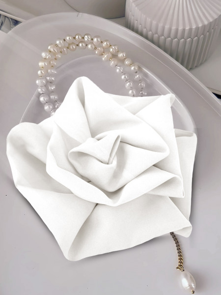 Broszka przypinana róża materiałowa - biała 2