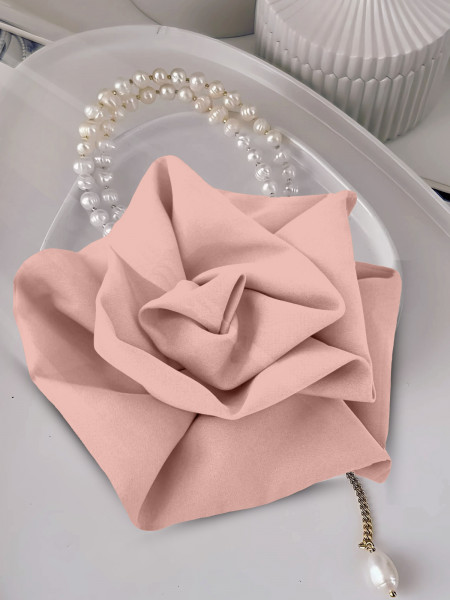 Broszka przypinana róża materiałowa - brudny róż 2