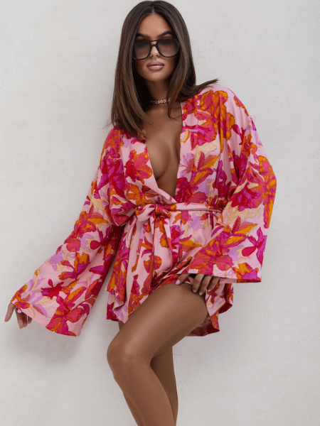 Wiskozowe kimono z wiązaniem PIRA w print - wzór 1