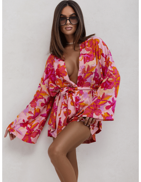 Wiskozowe kimono z wiązaniem PIRA w print - wzór 1