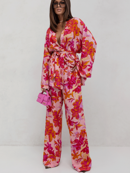 Szerokie spodnie z wiskozy w print ELIZA - wzór 1