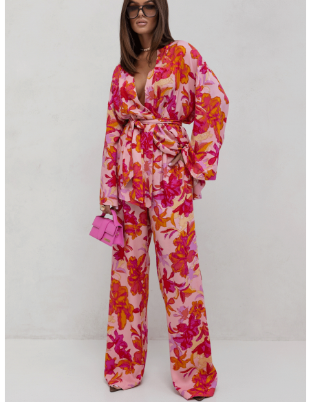 Szerokie spodnie z wiskozy w print ELIZA - wzór 1