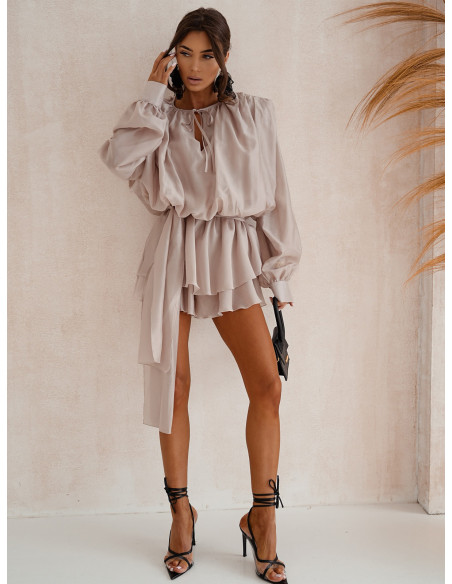 Krótki stylowy kombinezon z tencelu NEFRA - brudny róż