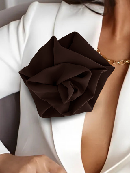 Broszka przypinana róża materiałowa - czekoladowa