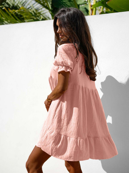 Trapezowa sukienka typu babydoll SINDI - pudrowy róż 2