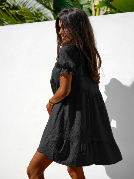 Trapezowa sukienka typu babydoll SINDI - czarna