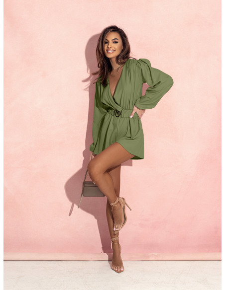 Kombinezon z przekładanym dekoltem SILJE - szałwiowy