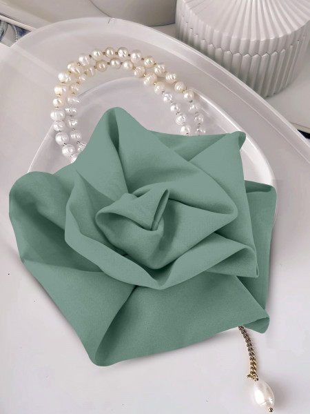 Broszka przypinana róża materiałowa - szałwiowa 2