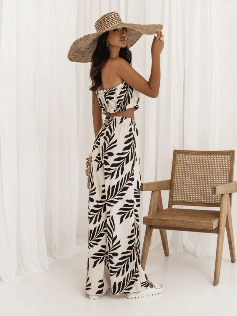 Wiskozowy komplet crop top i spodnie...