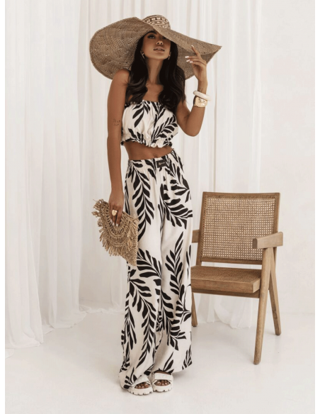 Wiskozowy komplet crop top i spodnie AZALIA - wzór 2