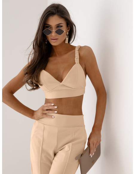 Komplet top na ramiączkach i spodnie TIRA - beżowy