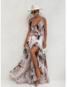 Sukienka z szyfonu w kwiatowy print SARIANA - wzór 3