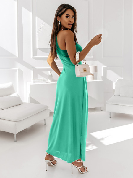 Sukienka maxi na jedno ramię BLANKA - miętowa