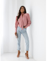 Bluzka koszulowa z wiązaniem FENZA - brudny róż