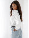 Bluzka koszulowa z wiązaniem FENZA - biała
