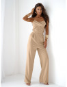 Elegancki kombinezon na ramiączkach HYACIN - beżowy