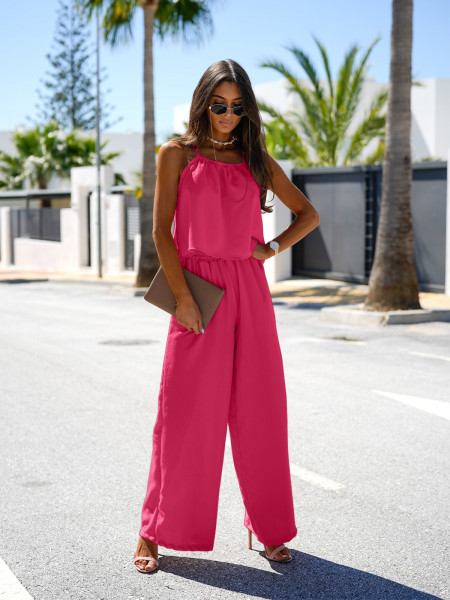 Modny komplet top i szerokie spodnie LEONI - fuksjowy