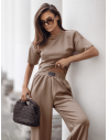 Stylowy komplet dresowy z tencelu MIREYA - mocha mousse