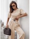 Stylowy komplet dresowy z tencelu MIREYA - beżowy