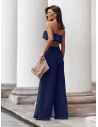 Stylowy komplet top z szerokimi spodniami MATILDE - granatowy
