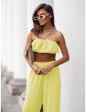 Stylowy komplet top z szerokimi spodniami MATILDE - bananowy
