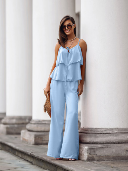 Komplet top z szerokimi spodniami AMARE - błękitny 2