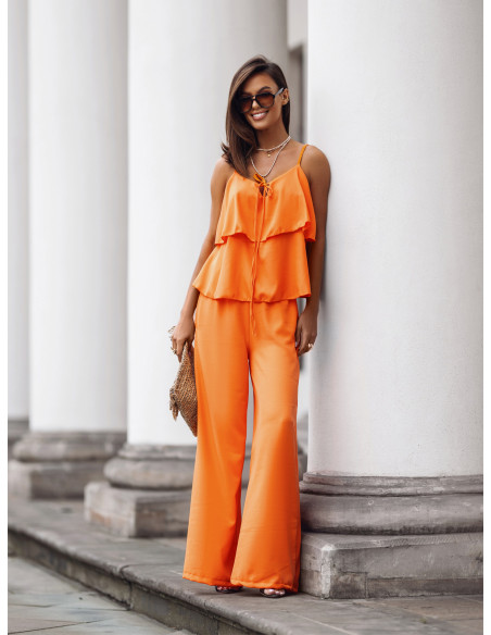 Komplet top z szerokimi spodniami AMARE - orange