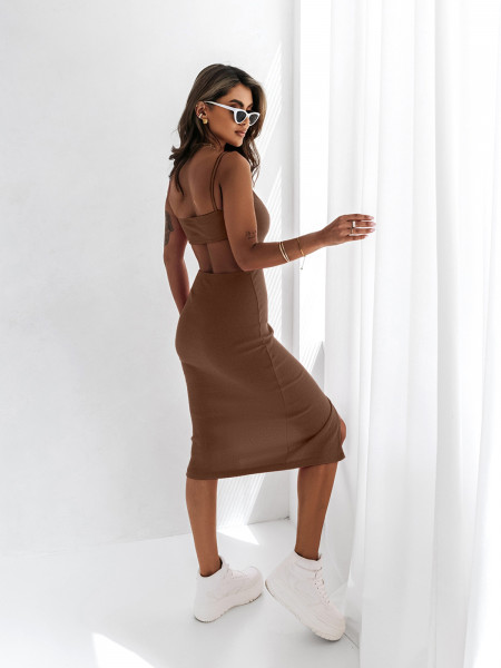 Midi sukienka z wycięciem na plecach CHELSEA - cappuccino