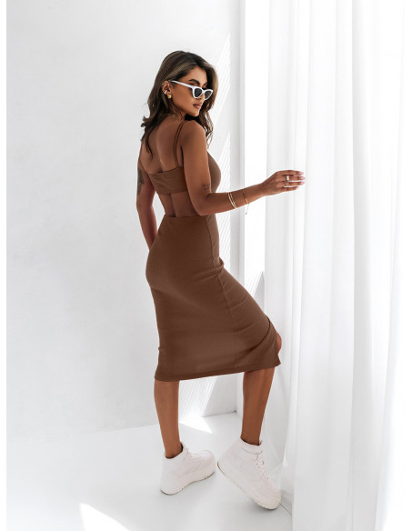Midi sukienka z wycięciem na plecach CHELSEA - cappuccino