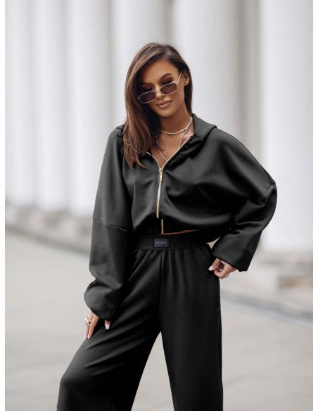 Stylowy komplet dresowy z tencelu MIKKA - czarny