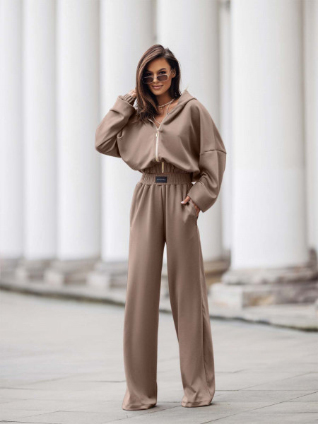 Stylowy komplet dresowy z tencelu MIKKA - mocha mousse