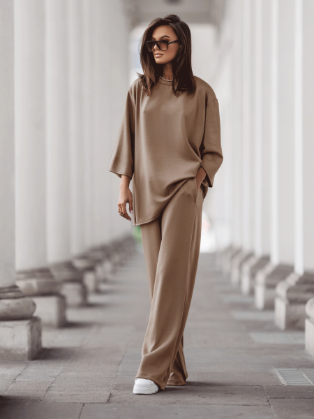 Stylowy komplet dresowy z tencelu MGARA - mocha mousse 2