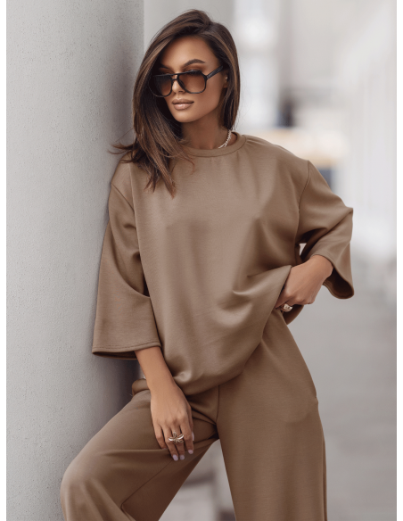 Stylowy komplet dresowy z tencelu MGARA - mocha mousse