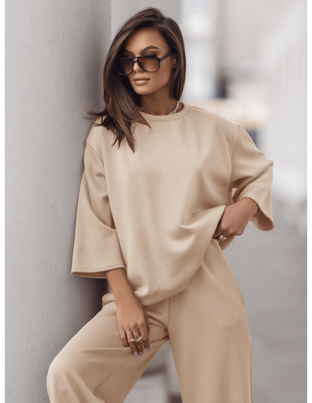 Stylowy komplet dresowy z tencelu MEGARA - beżowy