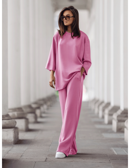 Stylowy komplet dresowy z tencelu MEGARA - pudrowy róż