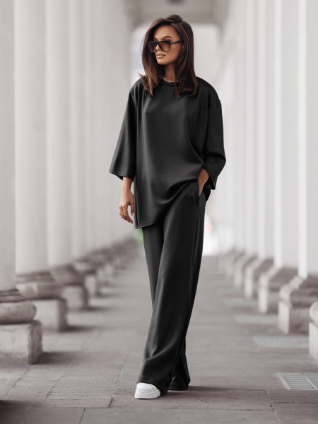 Stylowy komplet dresowy z tencelu MEGARA - czarny 2