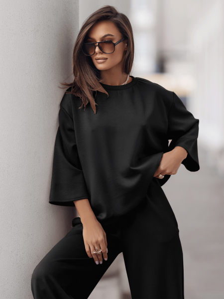 Stylowy komplet dresowy z tencelu MEGARA - czarny